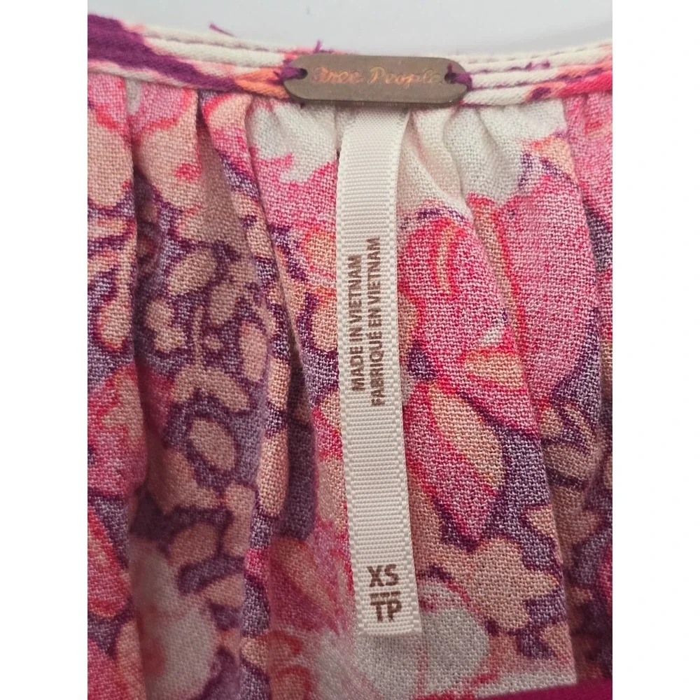 Free People Top XS Sweet Memories NEW Floral Ruffle Cottagecore Puff Sleeves $88
